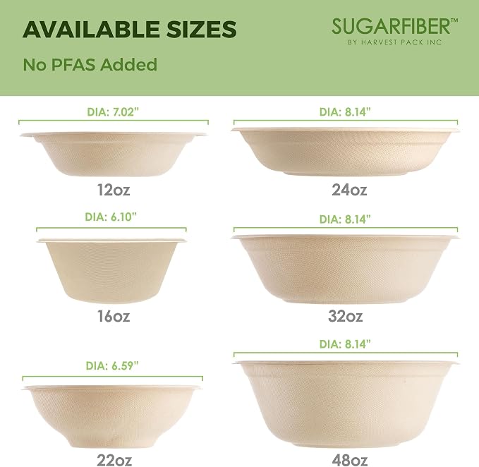 32oz Compostable Paper Bowls Disposable Round Natural Soup Bowls, Biodegradable - Image 8