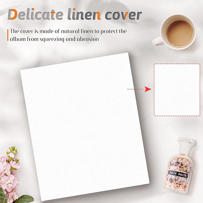 Popotop Photo Album 4x6 100 Pockets for Wedding Gifts,Linen Hardcover Picture Albums for Family Anniversary Baby Vacation Pictures