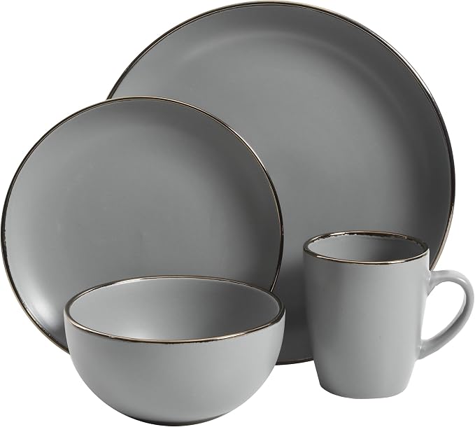 Gibson Home Rockaway 16-Piece Round Stoneware Dinnerware Set, Service - Image 2
