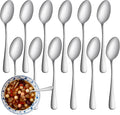 8 Pcs Teaspoons Set, Food-Grade Stainless Steel Spoons Silverware, Cutlery Tea by WISKEMA