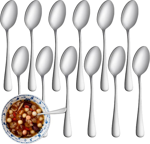 16 Pcs Teaspoons Set, Food-Grade Stainless Steel Spoons Silverware, Cutlery Tea by WISKEMA