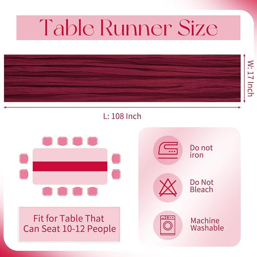 10 Pack Burgundy Cheesecloth Table Runner 17x108 Inch Boho Gauze Cheese Cloth - Image 2