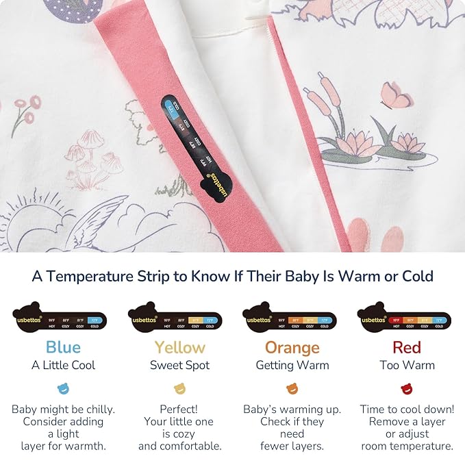 Baby Sleep Sack 12-18 Months, Cotton Detachable Long Sleeve Sleep Sack, 2.5 Tog Toddler Sleeping Sack with Temperature Strips, 2-Way Zipper Wearable Blankets for Newborns, Bunny