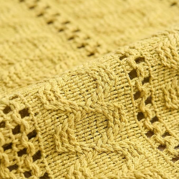Artoid Mode Yellow Woven Farmhouse Hollow Table Runner 12x60 Inch | Holiday - Image 6