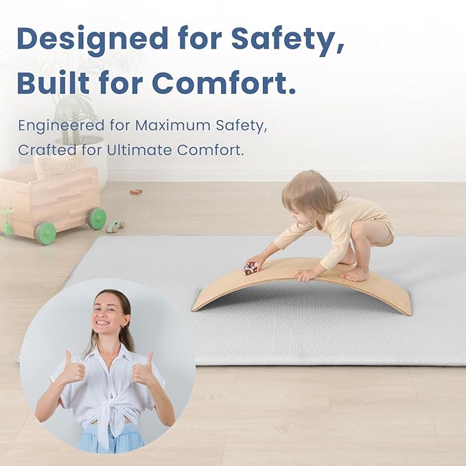 Baby Play Mat for Summer,1.3 Thick Memory Foam Cooling Floor Tummy Time Mat, Soft & Breathable, Non-Slip Rectangular for Toddlers’ Playtime & Rest(Grey,59"x79")