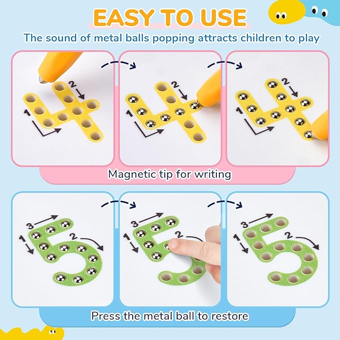 JoyCat Double-Sided Magnetic Number Tracing Board - 2-in-1 Numbers 1-20 Writing Toys for Toddlers & Kids, Preschool Math Manipulatives, Kindergarten Educational Learning Gifts for 3-5 Year Olds