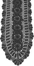 Cotton Handmade Crochet Lace Oval Table Runner Black 12x48 Inch by KEPSWET