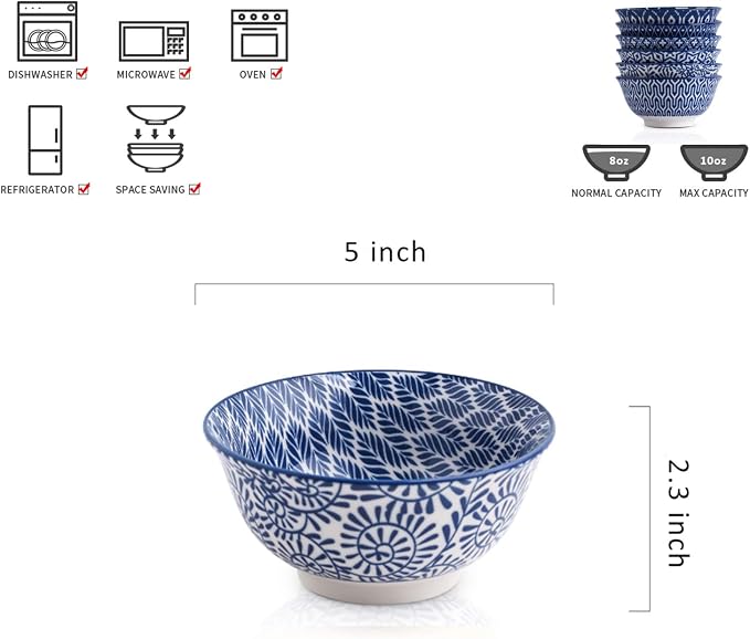 Selamica Porcelain 11oz Ice Cream Bowls Set of 6, Small Bowls, Ceramic bowls - Image 3