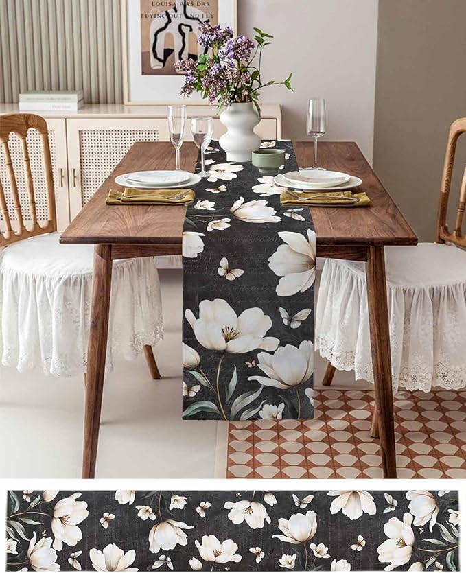 Farmhouse Floral Table Runners 90 Inches Long, Cotton Linen Fabric Table Runner - Image 6