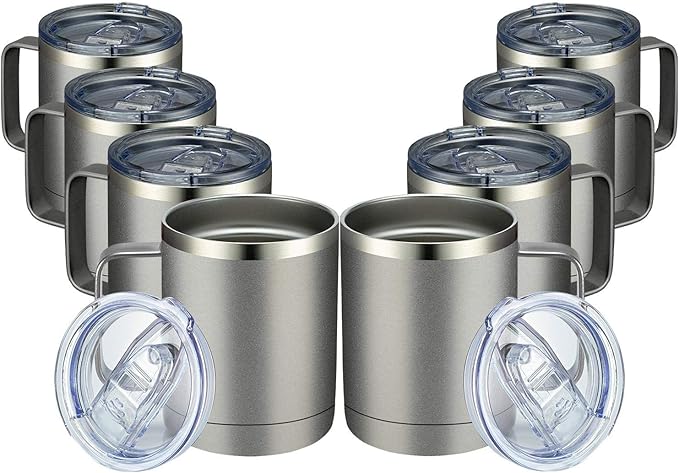 MEWAY 12oz Coffee Mug With Handle 8 Pack Bulk, Stainless Steel Insulated Travel by MEWAY