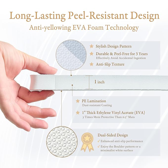 PopsyKosy Super 1 Inch Thick Premium Quality Exercise & Baby Foam Play Mats - Expandable & Large Non-Toxic Odorless Floor Mat - 6 Tiles Spacious 6x4ft - Peel-Resistant - Foggy Gray