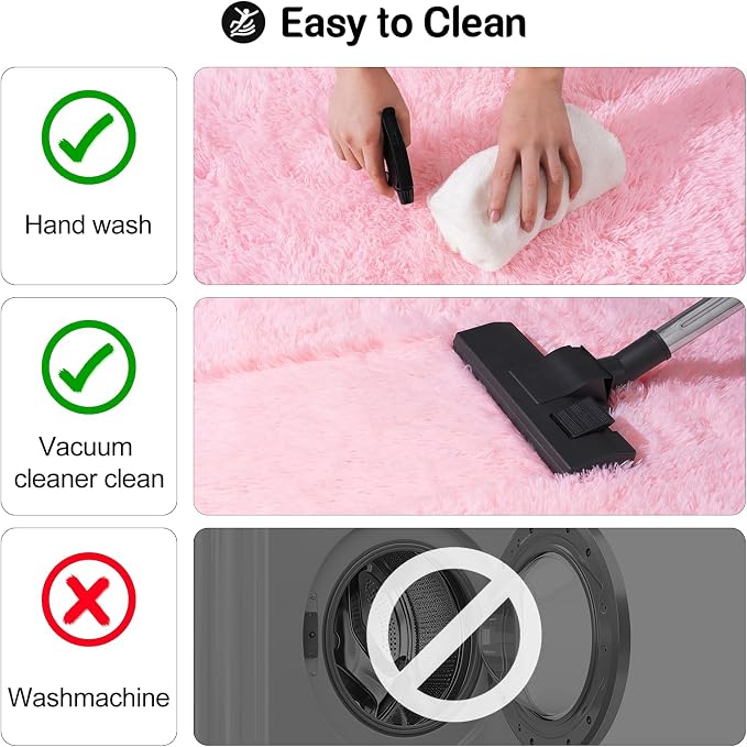 qulint Pink Area Rugs for Bedroom, 4x6 Fluffy Soft Kids Rugs for Girls Shag - Image 4