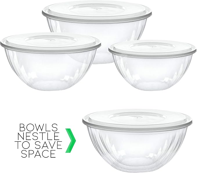 Reusable 48 Ounce Round Crystal Clear Plastic Pack of 8 Sets - Image 7