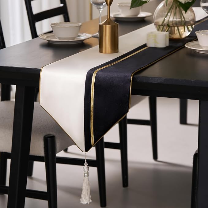 Avigers Table Runner 12 x 72 Inch, Tassels | Faux Silk double-layer accent by Avigers