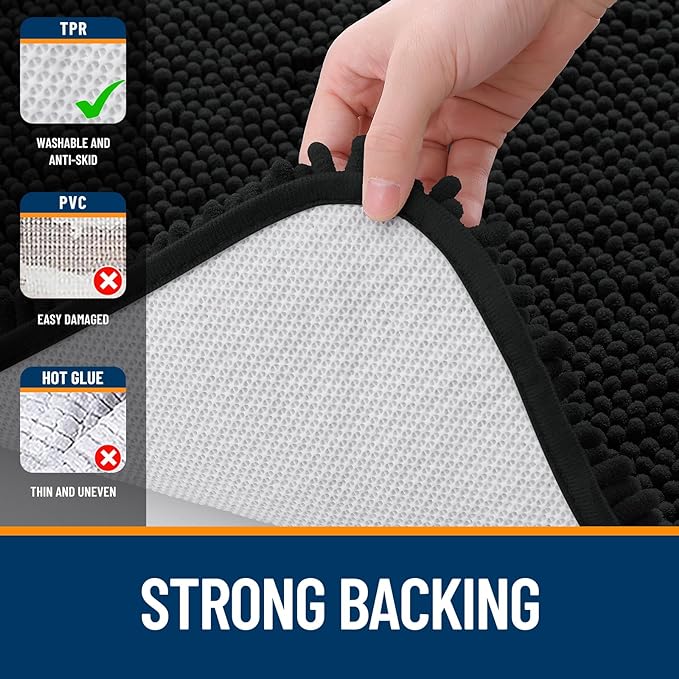 OLANLY Bathroom Rugs 34x21, Extra Soft Absorbent Chenille Bath Rugs, Rubber - Image 6