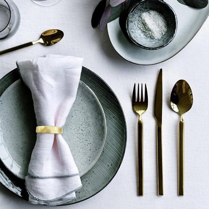 Cuff Brushed Gold Napkin Rings Set of 120, Modernist Napkin Ring Holder - Image 2