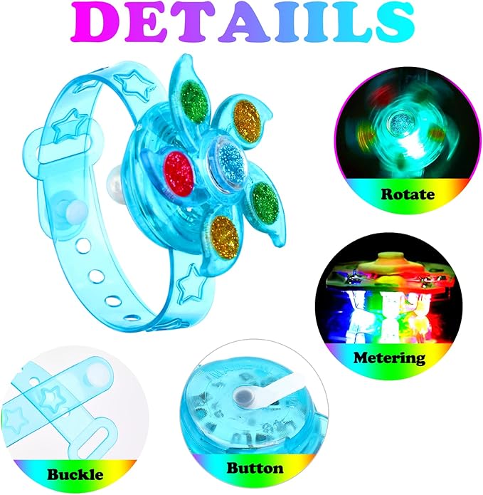 30PCS Spinner Bracelets Light Up Party Favors For Kids 4-8-12, Glow Bracelet Glow in The Dark Party Supplies Light Up Toys, Classroom Kids Prizes Goodie Bag Stuffers, Easter Egg Fillers Gift (30)