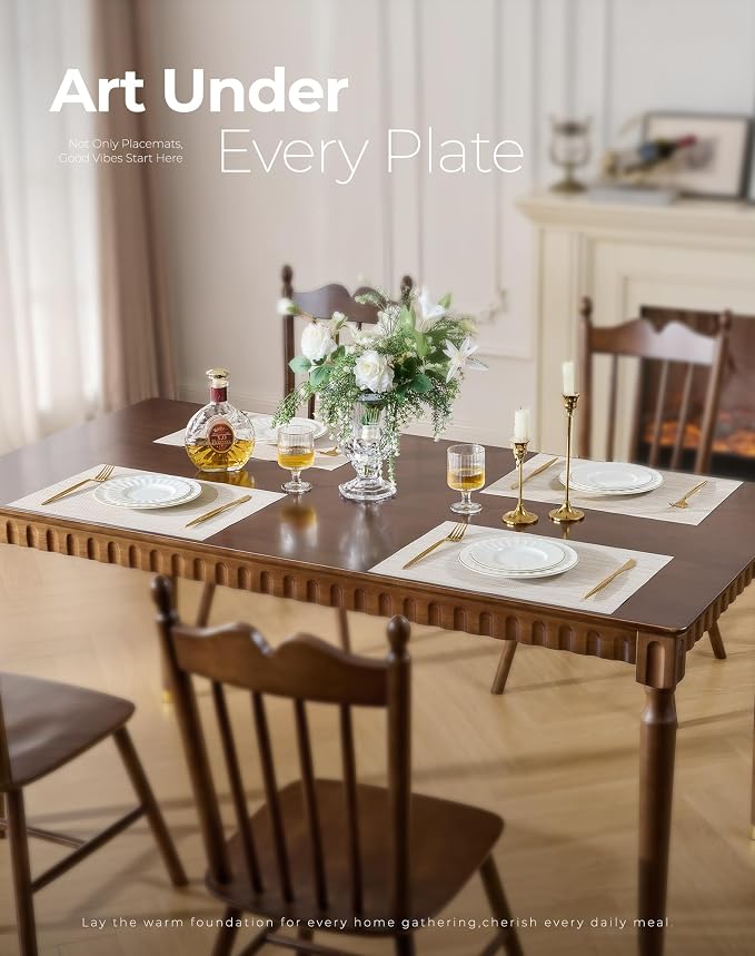 Leetaltree Beige White Placemats Set of 6 - Image 2