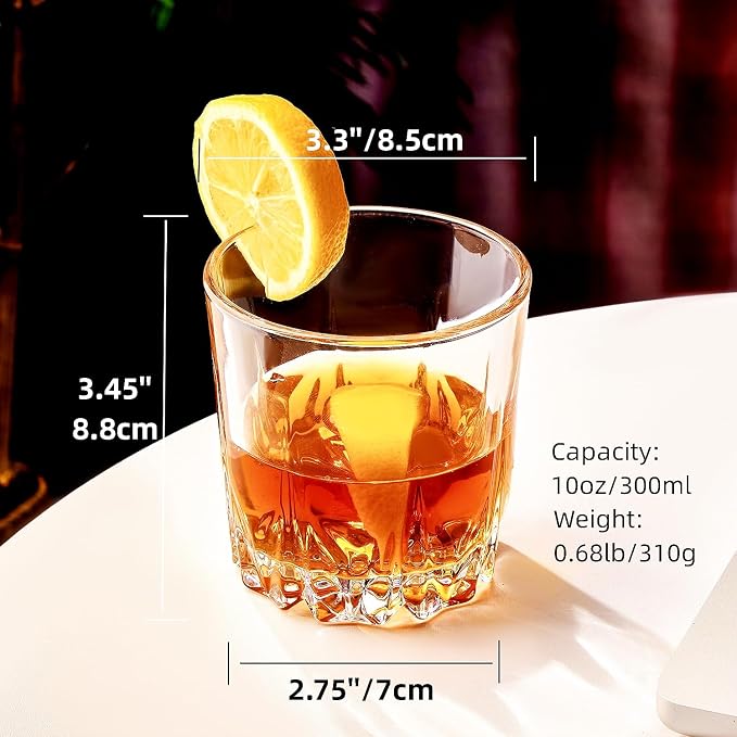 GLASKEY Whiskey Glasses Set of 4, Lead-Free Crystal Old Fashioned Glass - Image 2