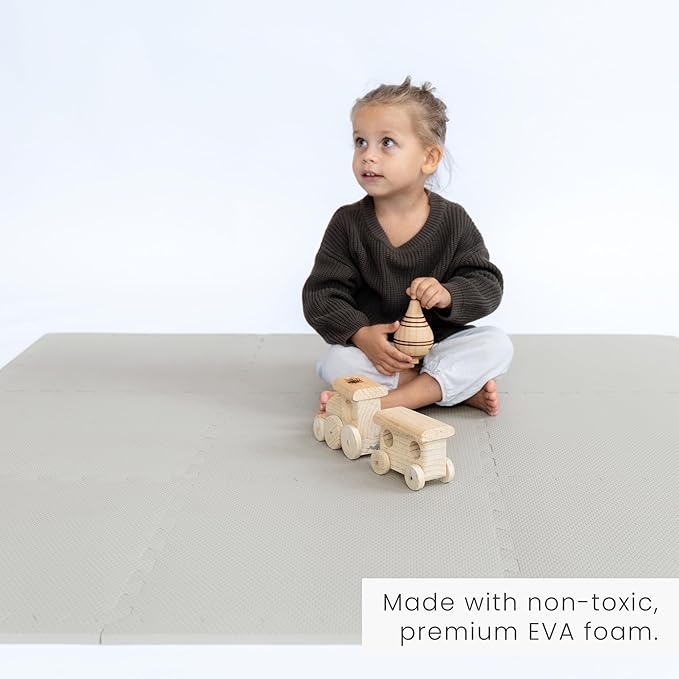 Toddlekind Solid Color Foam Play Mat 4x4 Baby Playmat. Stylish, Non-Toxic, Odorless, Plain Design Puzzle Play Mat 0m+ (Gray)