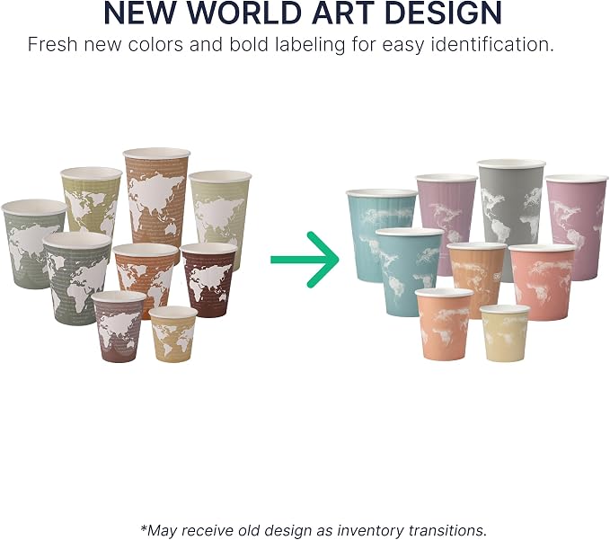 ECO PRODUCTS Compostable Disposable World Art 16oz Large Coffee Cups, Case of - Image 9