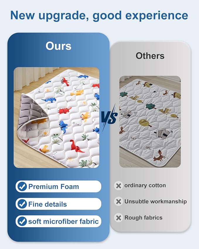 Odorless Premium Foam Baby Play Mat 79" x 59", Soft Microfiber Fabric Crawling Mat for Floor- Comfortable and Hypoallergenic, Non-Slip Cushioned Floor Playpen mat for Infants,Babies,Toddlers