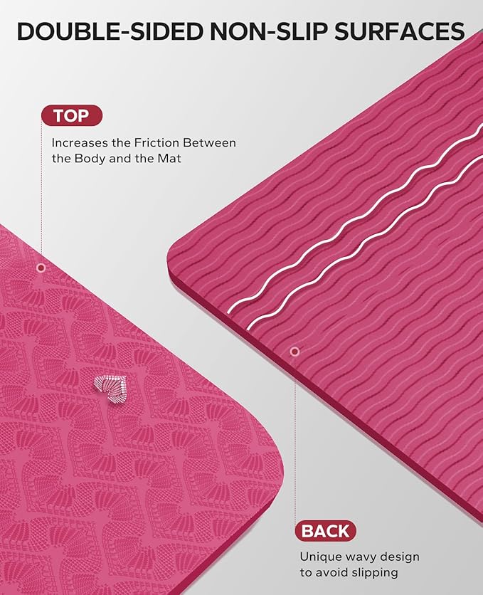 HAPBEAR Extra Large Yoga Mat - 72"x48"/78"x54", 1/4" & 1/3" Thick, Non-Slip, Durable, Eco-Friendly, Wide Exercise Mat for Home Workouts, Yoga, Pilates, Stretching, Meditation (Barefoot Exercise)