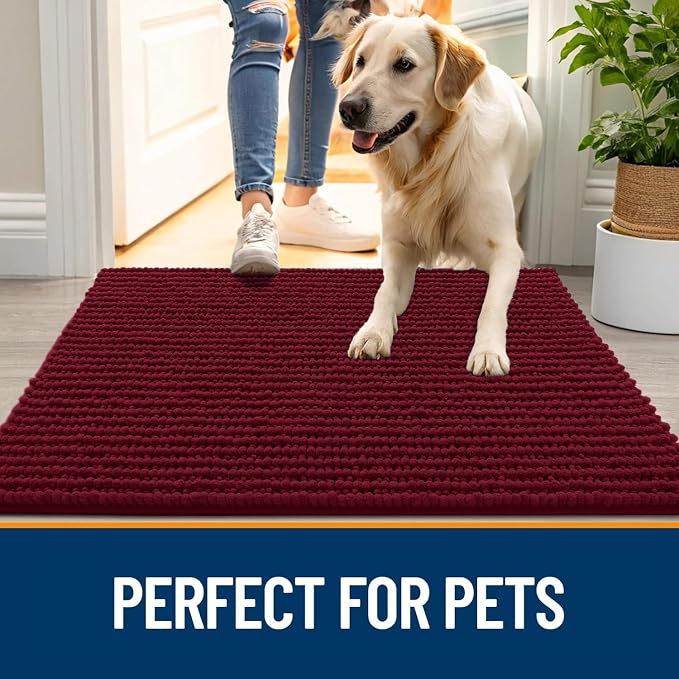 OLANLY Dog Door Mat for Muddy Paws 30x20, Ultra Absorbent Chenille Mud Doormat - Image 6