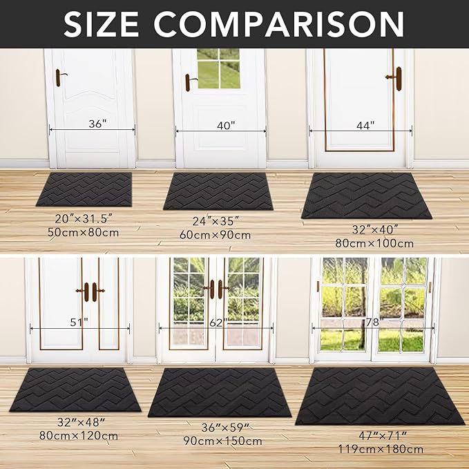 hicorfe Dirt Trapper Indoor Doormat, Non Slip Backing Washable Door Mats - Image 5