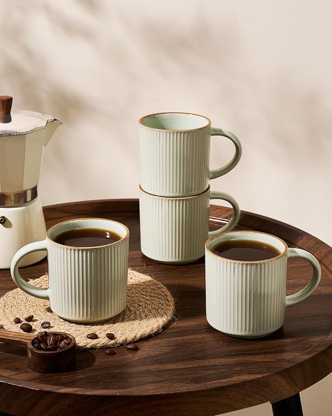 famiware Star Coffee Mug Set for 4, Handcrafted 12 oz Ceramic Stoneware Mugs - Image 3