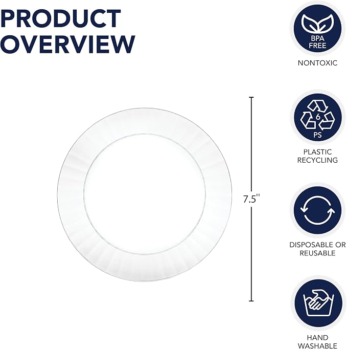 Party Essentials Deluxe Quality Hard Plastic 7.5-Inch Round Party/Salad Plates - Image 4