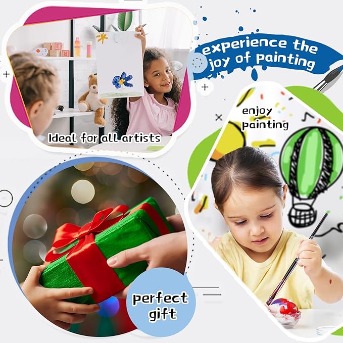 koseibal Acrylic Art Set with 18 Acrylic Paints, 8 Brushes, 4 Stretched Canvas, 1Wooden Easel, Etc, Premium Painting Supplies Kit for Students, Artists Kids, Adults, and Beginner.