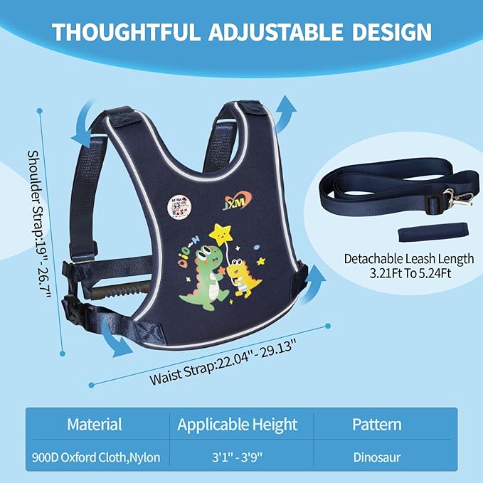 2025 New Safety Harness for Autism and Special Needs Child (3-6 yrs), Anti-Elopement Vest Harness with Light Reflector and Grab Handle for Active, Autistic ADHD Kids,Adjustable Tether Leash with Pouch
