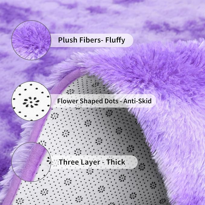 FlyDOIT Purple Tie-Dyed 8x10 Feet Large Rugs - Image 6