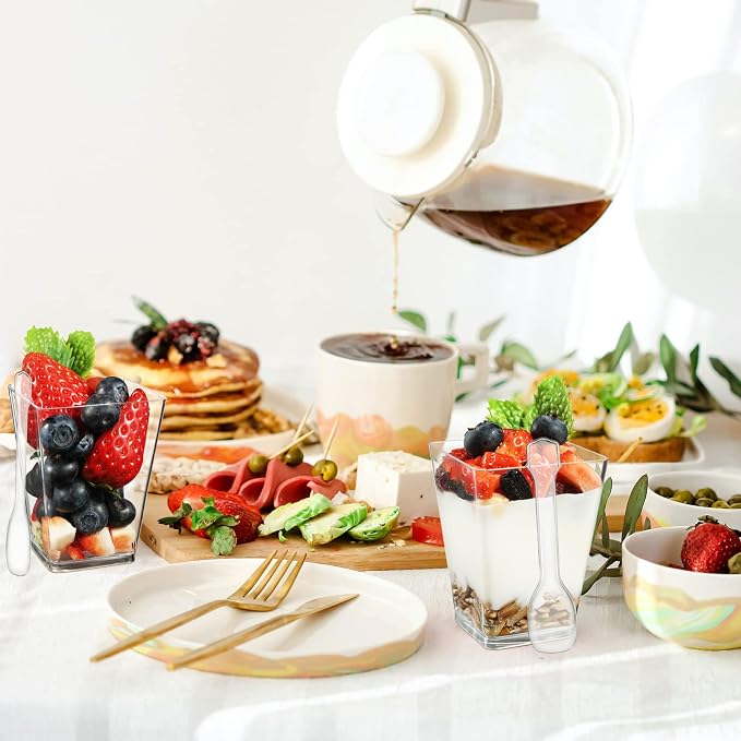 Eupako 100 Pack 5 oz Square Clear Plastic Dessert Cups - Image 5