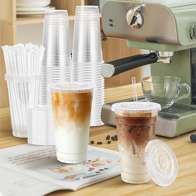 Clawsoff 50 Pack 20 oz Disposable Clear Plastic Cups - Image 6