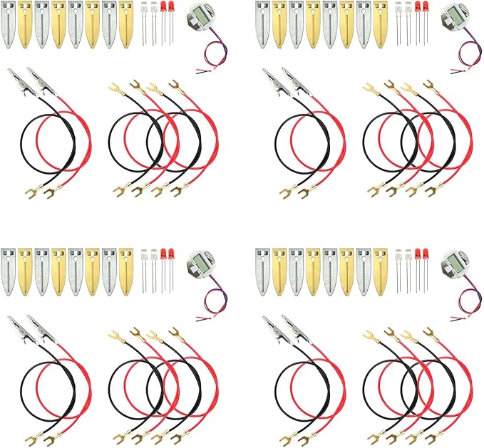 EUDAX Fruit Battery Science Experiment Kit for DIY School Home Teaching Equipment, Orange Lemon Potato Electronic Clock Science Project Kit Physics Educational for Students Teachers (4 Set)