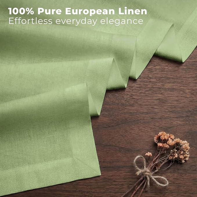 Classic Linen™ by D'Moksha Sage Green Table Runner 132 Inches Long, 100% Pure - Image 2