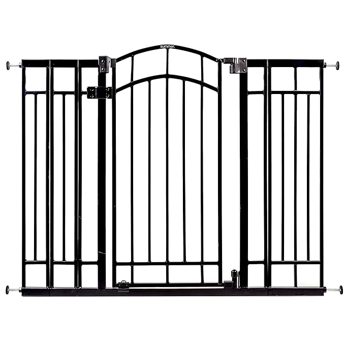 Ingenuity Multi-Use Decorative Extra Tall Walk-Thru Baby Gate, Fits Openings 28.5-48 Inch (Pack of 1), Black Metal, for Doorways and Stairways, 36' Tall Baby and Pet Gate, Black, One Size