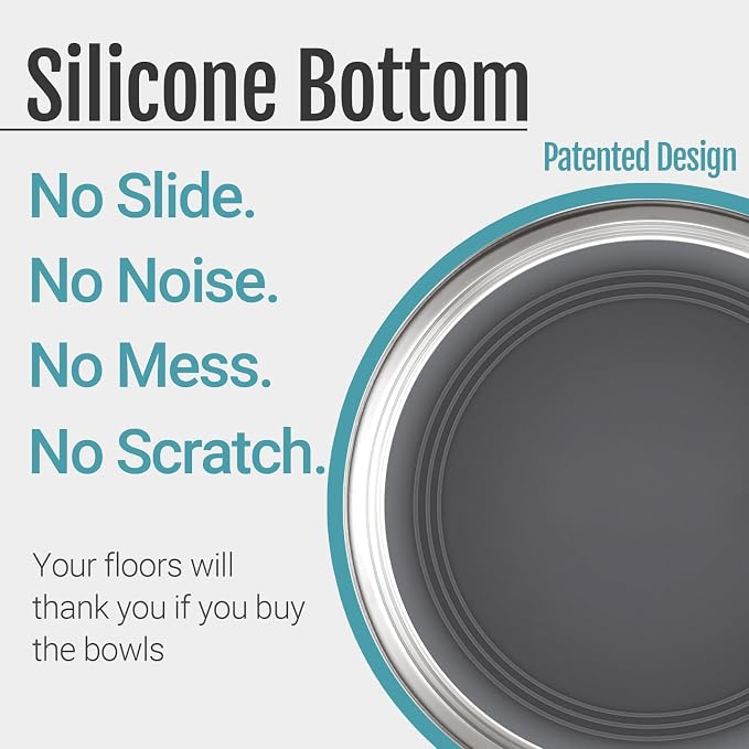 Nonslip Stainless Steel Dog Cat Bowls, 2 US Cup, Dishwasher safe, Stackable - Image 3