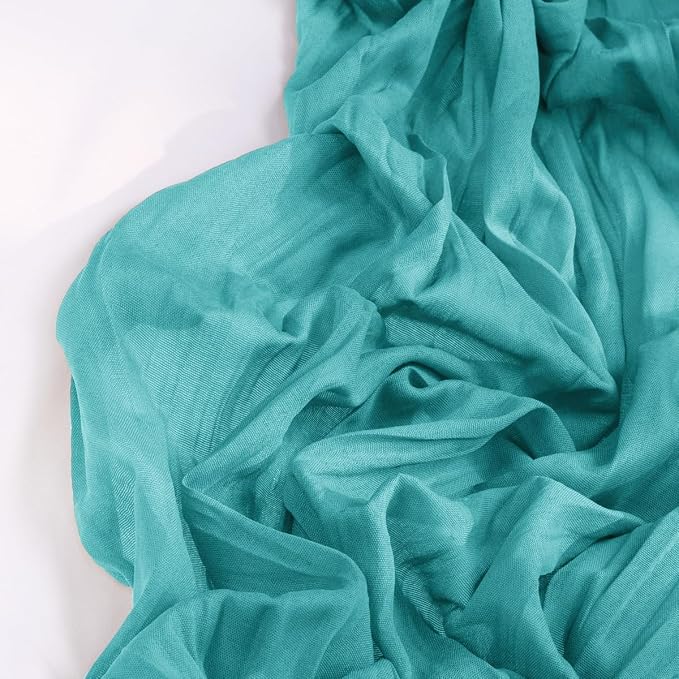 DeZerlor Teal Green Cheesecloth Table Runners 10 Pack Summer Boho Runners | - Image 5