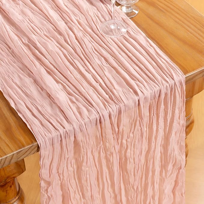 DeZerlor Dusty Pink Cheesecloth Table Runners 10 Pack Summer Boho Runners | - Image 4