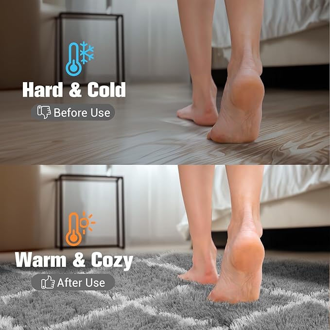 Fluffy Rug for Bedroom, 5X7Feet Stripe Checkered Rug Anti-Skid High Pile for Living Room Bedroom Kids Room Nursery, Dorm Home Decor