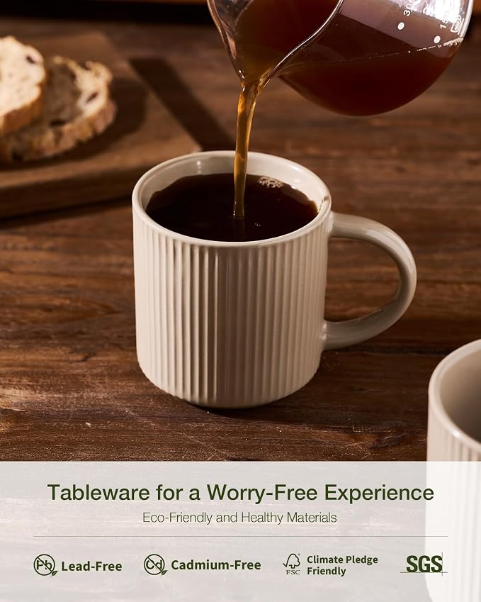 famiware Coffee Mug Set for 6, Star 12 oz Catering Mugs Cup Set - Image 8