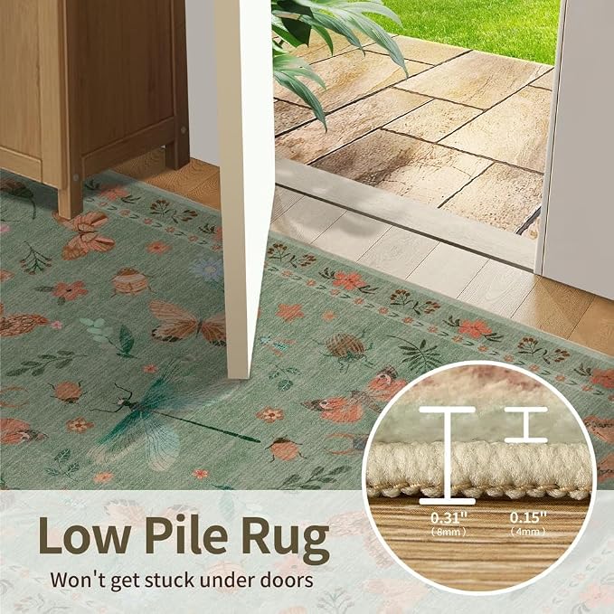 Rugxara 2x10 Floral Runner Rug, Washable Runners - Image 6