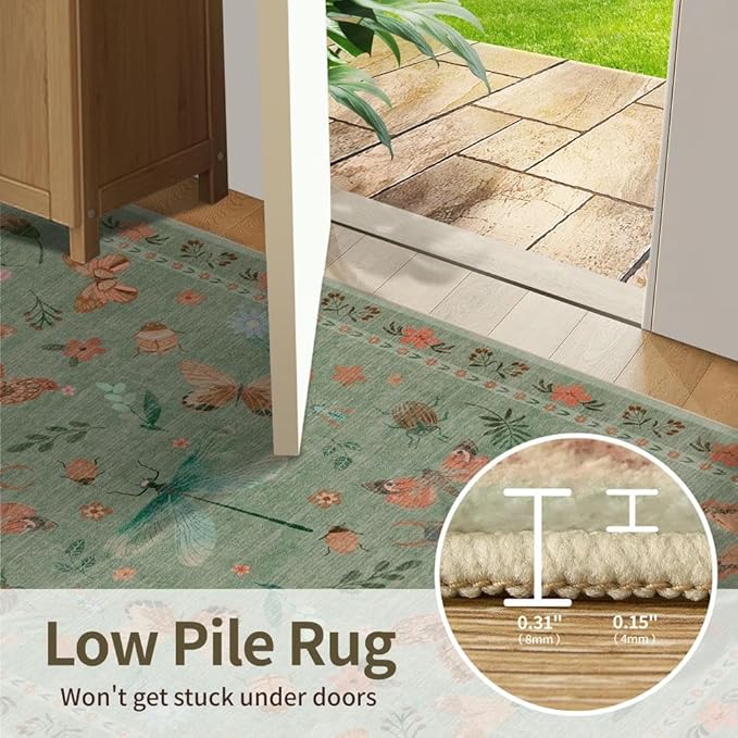 Rugxara 3x5 Rug for Entryway Bedroom, Floral Vintage Retro Boho Throw Rug - Image 6