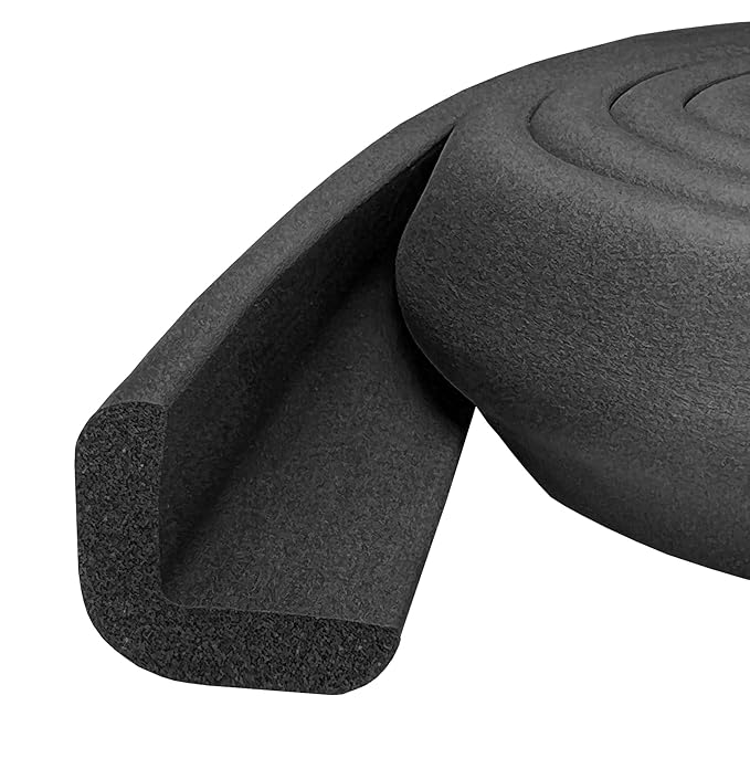 Kidkusion Baby Proof Edge Guards for Safety | Made in The USA | 36 Feet | Black | Edge Protectors for Furniture, Tables, Fireplaces | Heavy Duty Tape Included