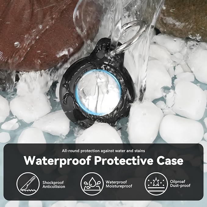 Upgrade Waterproof 2 Pack Airtags Holder with Apple Airtags Keychain, Hard PC Air Tag Case, Anti-Scratch & Shock Air tag Holder, Men's Women's Keyrings & Keychains -Black+Mint Green