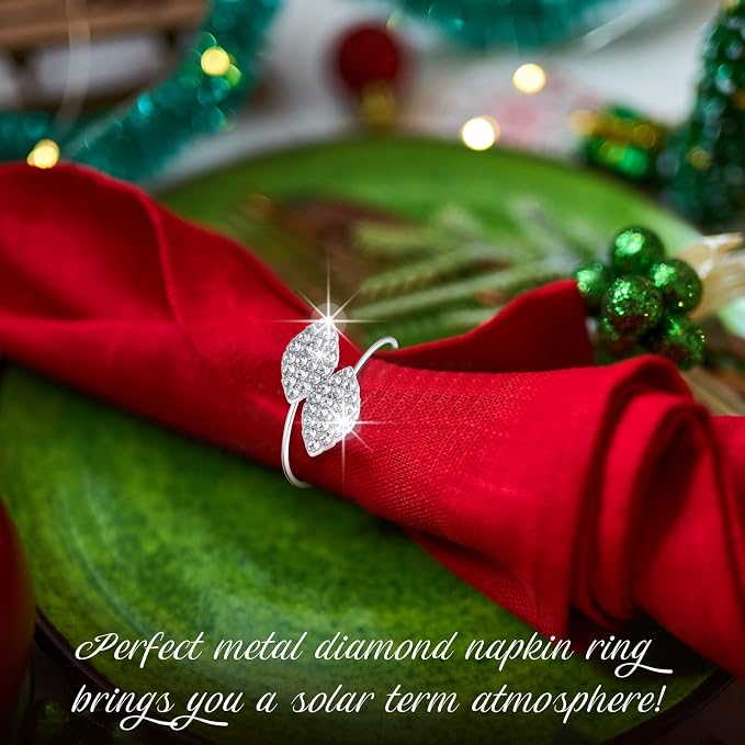 Hotop 24 Pcs Silver Napkin Rings Set - Image 4