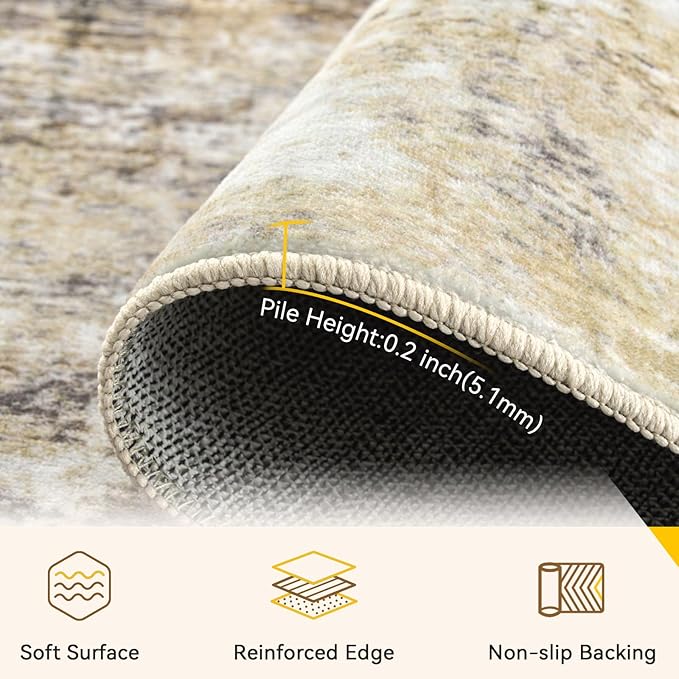 RELEANY Washable Area Rugs 6ft Non-Slip Modern Abstract Soft - Image 3